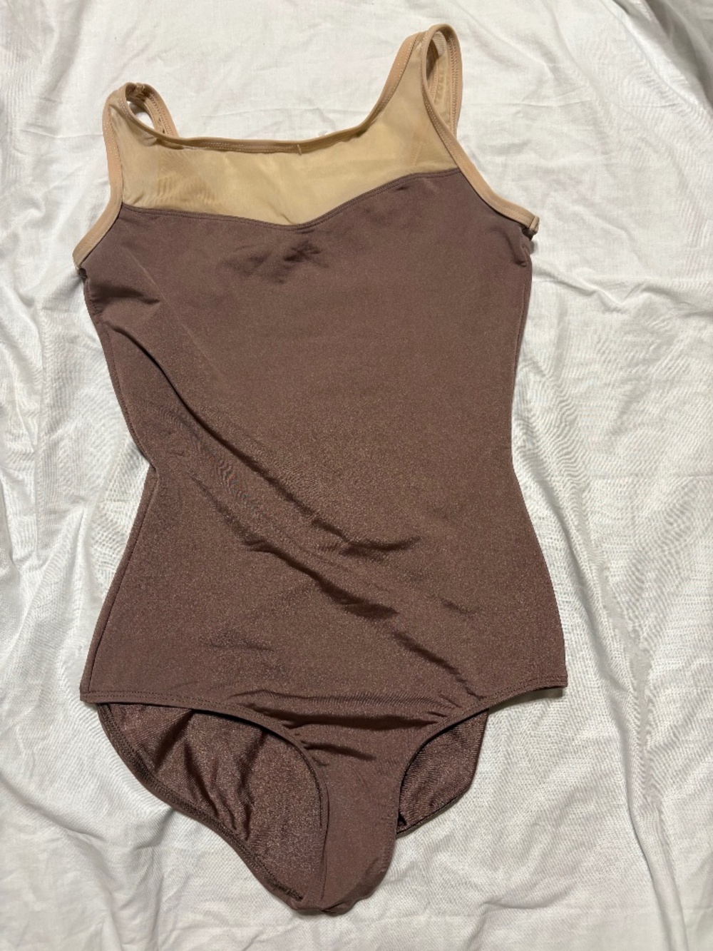 Mirella Brown Two-Tone Mesh Panel Leotard - NWOT - Size Medium